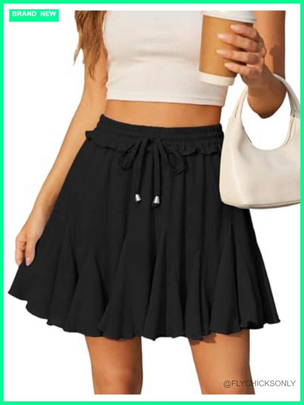 Women's Pleated Skort with Built-in Shorts High Waisted Ruffle A-Line Mini